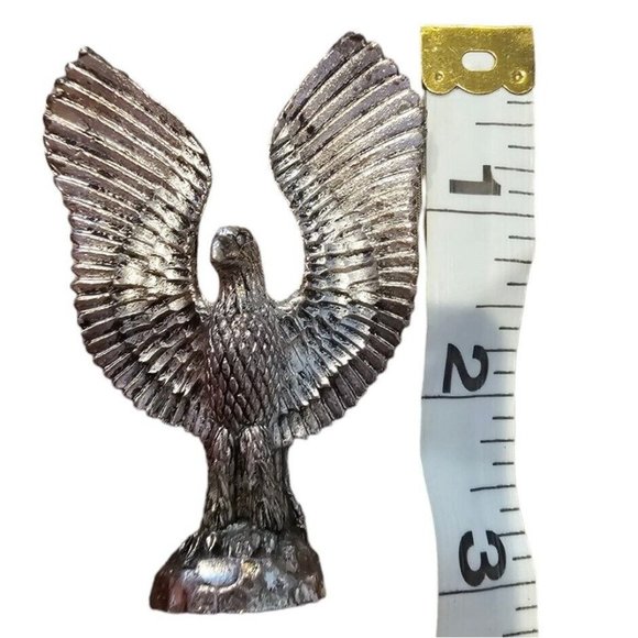 Fine Pewter Miniature Eagle Raised Wings 1987 Vintage Highly Detailed 3" Figure - Picture 1 of 7